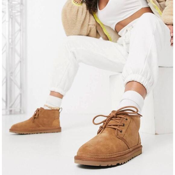 UGG Neumel lace up ankle boots in chestnut - Picture 1 of 9